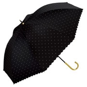長傘 日傘 晴雨兼用 遮光 ドットフラワーポイント 55cm 手開き式 完全UVカット ブラック 81-18020-101BK