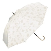 長傘 日傘 晴雨兼用 遮光 フラワーシャドウ 55cm 手開き式 遮光率100% UVカット率100% オフ(オフホワイト) 81-18067-101OF