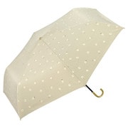 折りたたみ傘 日傘 晴雨兼用 遮光 ゴールドラインマーガレット ミニ 55cm 手開き式 完全UVカット ベージュ 801-11485-102BE