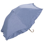折りたたみ傘 日傘 晴雨兼用 遮光 ドームパラソル フリル ミニ 55cm 手開き式 遮光率100% UVカット率100% ブルー 801-13217-102BL