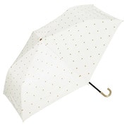 折りたたみ傘 日傘 晴雨兼用 遮光 ゴールドプチハート ミニ 50cm 手開き式 完全UVカット オフ(オフホワイト) 801-14687-102OF
