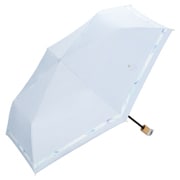 折りたたみ傘 日傘 晴雨兼用 遮光 ニュアンスライン ミニ 50cm 手開き式 遮光率100% UVカット率100% ブルー サックス 801-17733-102SX