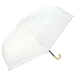 日傘 折りたたみ傘 晴雨兼用 遮光 ドットフラワーポイント ミニ 55cm 手開き式 3段骨 一級遮光 UVカット率100% 遮熱効果 内側黒コーティング加工 UPF50＋ はっ水加工 オフ（オフホワイト） 801-18020-102OF