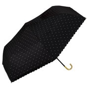 折りたたみ傘 日傘 晴雨兼用 遮光 ドットフラワーポイント ミニ 55cm 手開き式 遮光率100％ UVカット率100％ ブラック 801-18020-102BK