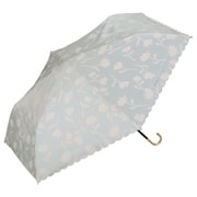 折りたたみ傘 日傘 晴雨兼用 遮光 フラワーシャドウ ミニ 55cm 手開き式 遮光率100% UVカット率100% グレー 801-18067-102GY