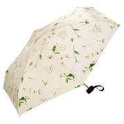 折りたたみ傘 日傘 晴雨兼用 [plantica× Wpc.]フラワープリントタイニー 47cm 手開き式 遮光率100％ UVカット率100％ ベージュ PLP003-001-102BE