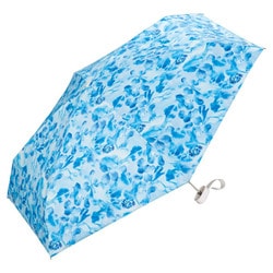 日傘 折りたたみ傘 婦人用 晴雨兼用 plantica×Wpc. フラワープリントタイニー 47cm 手開き式 5段骨 一級遮光 UVカット率100% 遮熱効果 内側黒コーティング加工 UPF50＋ はっ水加工 ブルー PLP003-001-102BL