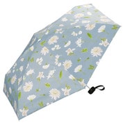 折りたたみ傘 日傘 晴雨兼用 [plantica× Wpc.]フラワープリントタイニー 47cm 手開き式 遮光率100％ UVカット率100％ ブルーグレー PLP003-001-102BLGY