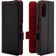 BASIO active3用 手帳型ケース 薄型 カード入れ スタンド機能 衝撃吸収 シンプル サイドマグネット BK RD 8775BAA3BSMBKR