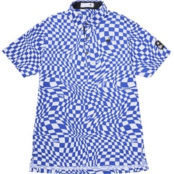 ゴルフシャツ メンズ VICHY チェック半袖シャツ LLサイズ ブルー LG5SHS01M BL00 LL