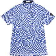 ゴルフシャツ メンズ VICHY チェック半袖シャツ Mサイズ ブルー LG5SHS01M BL00 M