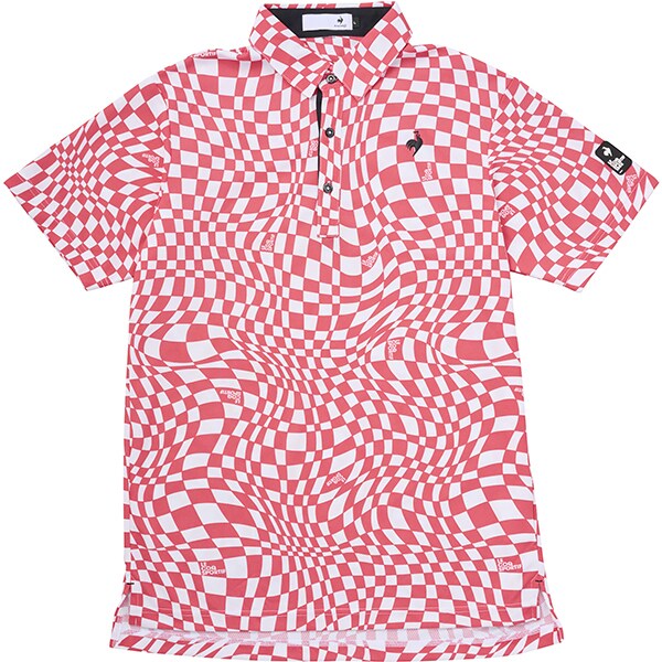 ゴルフシャツ メンズ VICHY チェック半袖シャツ Lサイズ ピンク LG5SHS01M PK00 L
