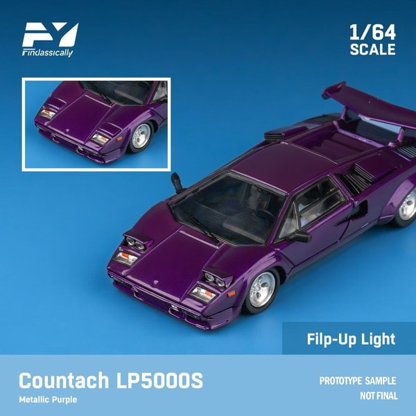 FY64092 1/64 Countach LP5000S Metallic purple with wing [ダイキャストミニカー]