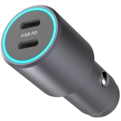 DC充電器 PD30W対応 USB-C×2 最大60W イルミライト搭載 自動識別IC搭載 ブラック DC-064