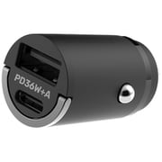 DC充電器 PD36W対応 QC対応 USB-C×1/USB-A×1 LEDランプ付き DC12V-24V対応 ブラック DC-071