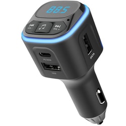 DC充電器 Bluetooth FMトランスミッター搭載 USB-C×1/USB-A×1 PD36W/QC18W イルミライト搭載 USBポート＆microSDカードスロット搭載 ブラック KD-271