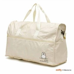 H0004 B261 [ミッフィー 折り畳み ボストンバッグ L アイボリーフェイス]