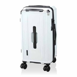 スクエア型 スーツケース ジッパータイプ 旅行日数目安：1～4泊 45L TSAロック搭載 ストッパー機能 ドリンクホルダー付き S メタリックホワイト HPL2307-S