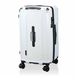 スクエア型 スーツケース ジッパータイプ 旅行日数目安：4～7泊 72L TSAロック搭載 ストッパー機能 ドリンクホルダー付き M メタリックホワイト HPL2307-M