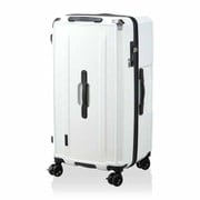 スクエア型 スーツケース ジッパータイプ 旅行日数目安:7泊~ 90L TSAロック搭載 ストッパー機能 ドリンクホルダー付き L メタリックホワイト HPL2307-L