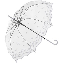 ビニール傘 レースフラワービニール 60cm ジャンプ グレー 115-037