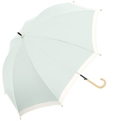長傘 晴雨兼用 UVオーガンジーバイカラー 55cm 手開き UVカット加工 ミントグリーン 915-061