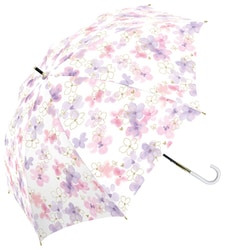 長傘 晴雨兼用 UVフローラル 55cm 手開き UVカット加工 ピオニーピンク 915-057