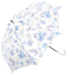 長傘 晴雨兼用 UVフローラル 55cm 手開き UVカット加工 オーキッドブルー 915-057