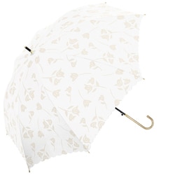 長傘 婦人用 晴雨兼用 UVリリィ 58cm ジャンプ UVカット加工 オフホワイト 915-062