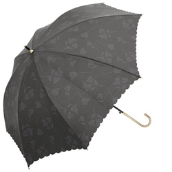 長傘 婦人用 晴雨兼用 UVリリィ 58cm ジャンプ UVカット加工 チャコールグレー 915-062