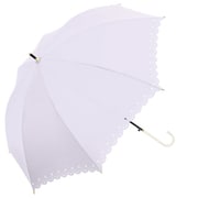 長傘 婦人用 晴雨兼用 UVフラワーヒートカット 58cm ジャンプ UVカット加工 ラベンダー 914-053