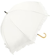 長傘 晴雨兼用 UVフレンチフリルドーム 50cm 手開き UVカット加工 アイボリー 915-063