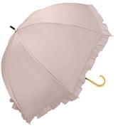 長傘 晴雨兼用 UVフレンチフリルドーム 50cm 手開き UVカット加工 ダスティーモカ 915-063