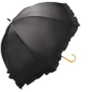長傘 晴雨兼用 UVフレンチフリルドーム 50cm 手開き UVカット加工 ブラック 915-063