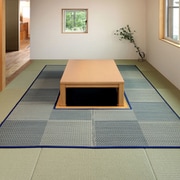 掘りごたつ対応のい草ラグ 191×191cm ブルー