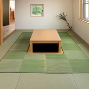 掘りごたつ対応のい草ラグ 191×191cm グリーン