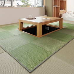 掘りごたつ対応のい草ラグ 191×300cm グリーン