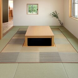掘りごたつ対応のい草ラグ 240×240cm ベージュ