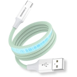 磁力でかんたんにまとまる USB-A to USB-C マグネットケーブル 480Mbps 急速充電 QC対応 1.2m グリーン YDMGCA120GN