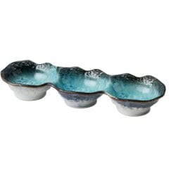 小鉢 3つ仕切り 28cm ボウル KANADE 陶器 青 T-960509