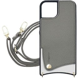 iPhone 16 用 ケース スマホショルダー スマホケース ショルダータイプ くすみカラー エレガンテ Elegante/チャコール SH-IP16-CC