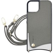 iPhone 16 用 ケース スマホショルダー スマホケース ショルダータイプ くすみカラー エレガンテ Elegante/チャコール SH-IP16-CC