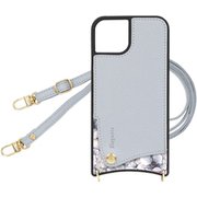 iPhone 16 用 ケース スマホショルダー スマホケース ショルダータイプ くすみカラー エレガンテ Elegante/花柄×アイスグレー SH-IP16-FLIG
