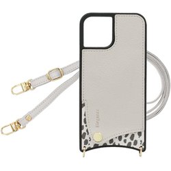 iPhone 16 用 ケース スマホショルダー スマホケース ショルダータイプ くすみカラー エレガンテ Elegante/アニマル×ライトグレー SH-IP16-ANLG