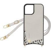 iPhone 16 用 ケース スマホショルダー スマホケース ショルダータイプ くすみカラー エレガンテ Elegante/アニマル×ライトグレー SH-IP16-ANLG