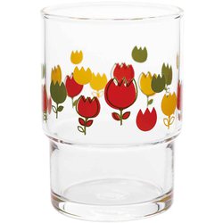 グラス 250ml スタックグラス 昭和のプリントグラス ガラス チューリップ 00346HS