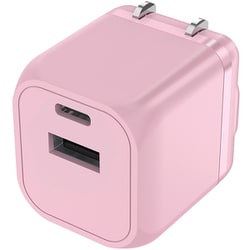 USB急速充電器 USB PD（パワーデリバリー）/QC（クイックチャージ）対応 30W USB-C×1/USB-A×1 PD-PPS GaN IC採用 スイングプラグ パステルピンク FUSBACG302UCPK
