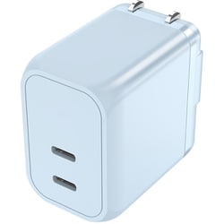 USB急速充電器 USB PD（パワーデリバリー）対応 45W USB-C×2 PD-PPS GaN IC採用 スイングプラグ スターシーブルー FUSBACG452CBL