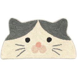 玄関マット 35×70cm 室内 半円形 ハチワレ 14218873102