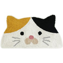 玄関マット 35×70cm 室内 半円形 ミケネコ 14217873055